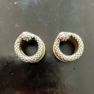 Silver Snake Reptile Earrings
